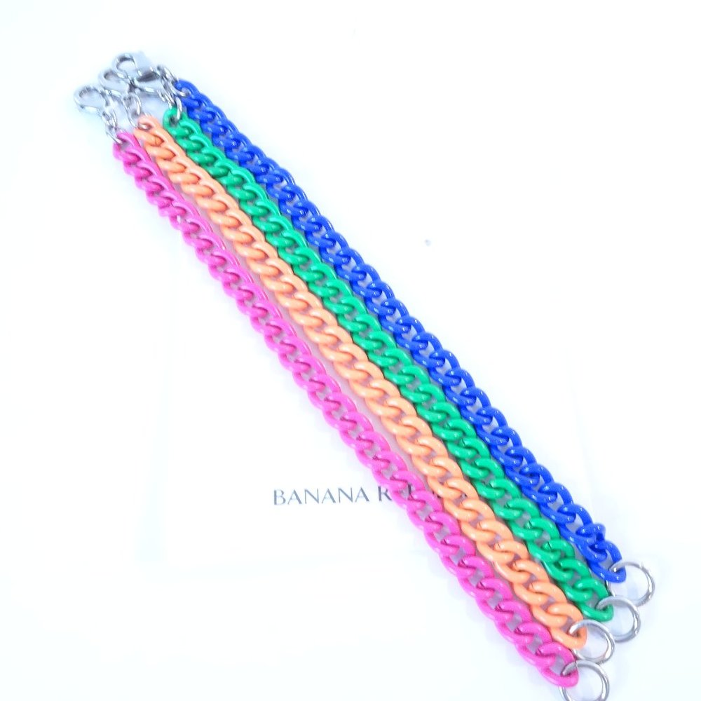 Banana Republic Rainbow Stackable Enamel Link Bracelet Set 4 NWT 39 EA - Picture 4 of 9